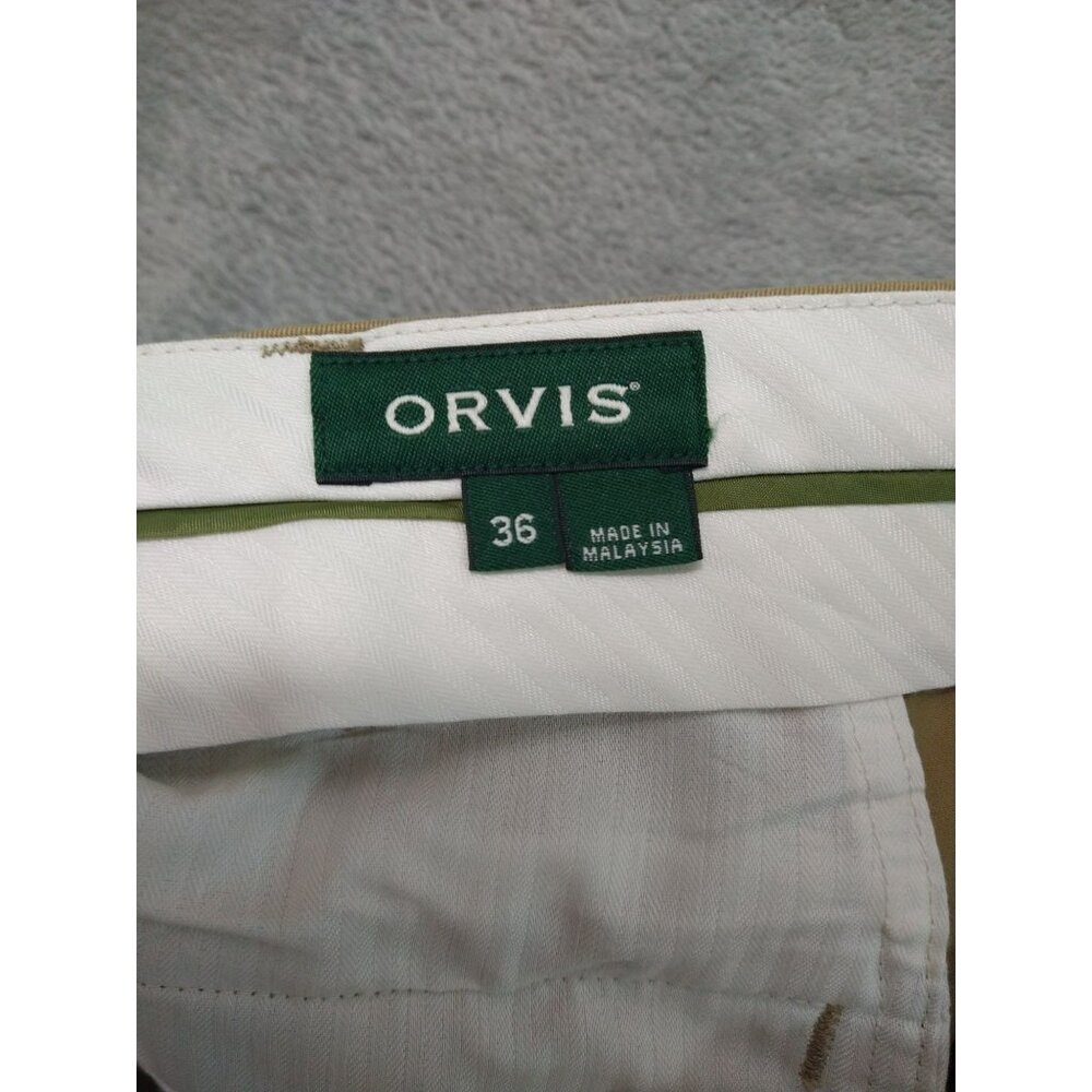 Orvis Pants Mens 36 x 32 Beige Chino Flat Front Mid Rise Cotton Casual Preppy - Picture 7 of 9